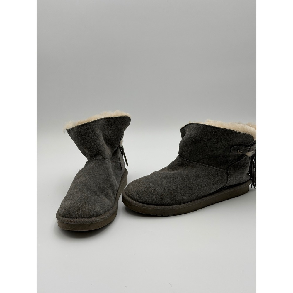 KOOLABURRA BY UGG Womens 9 Gray Suede Shearling Tassel Winter Boots 1096412